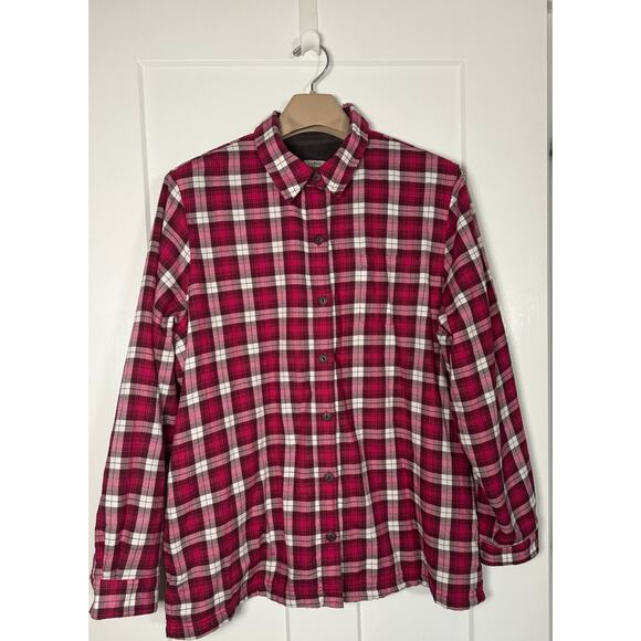 L.L. Bean Fleece Lined‎ Flannel Shirt Women's Size XL NEW WITH TAGS Red - Picture 1 of 13
